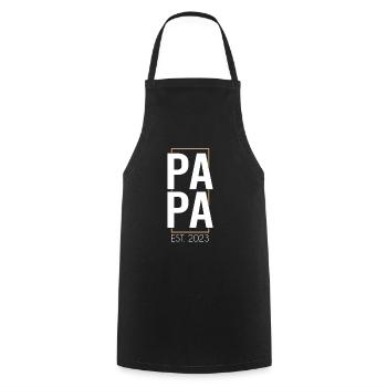Papa 2023 - Kochschürze - Schwarz - Vorne - AI Model Male 185 dark (185cm)