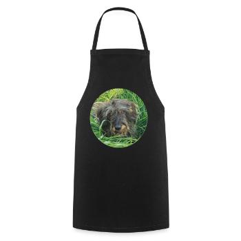 Cute wire-haired dachshund lifelike - dachshund - Cooking Apron - black - Front - AI Model Male 185 dark (185cm)