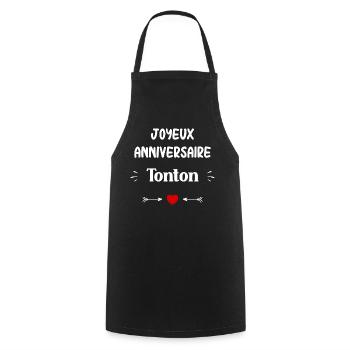 Joyeux Anniversaire Tonton - Tablier de cuisine - noir - Devant - AI Model Male 185 dark (185cm)
