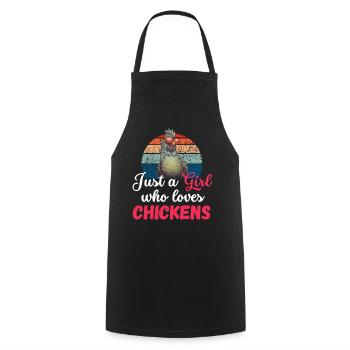 Farmer Just a Girl Who Loves Chickens Retro Chicken - Cooking Apron - black - Front - AI Model Male 185 dark (185cm)