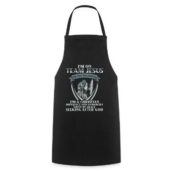 I am part of the team Jesus I am a believer Christian God - Cooking Apron - black - Front - AI Model Male 185 dark (185cm)