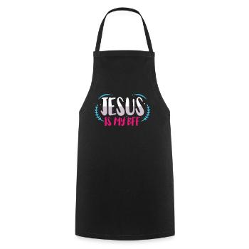 Jesus is my friend Christian faith - Cooking Apron - black - Front - AI Model Male 185 dark (185cm)