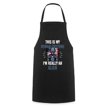 USA Flag Alien Gift America Alien - Cooking Apron - black - Front - AI Model Male 185 dark (185cm)