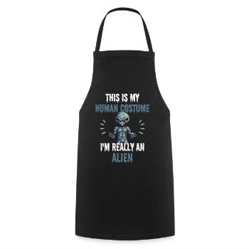 Funny gift for a costume party UFO Alien - Cooking Apron - black - Front - AI Model Male 185 dark (185cm)