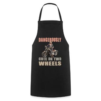 Dangerously On Two Wheels Motorradfaherin - Kochschürze - Schwarz - Vorne - AI Model Male 185 dark (185cm)