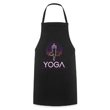 Yoga Vaporwave Lotusblüte Baumhaltung - Kochschürze - Schwarz - Vorne - AI Model Male 185 dark (185cm)