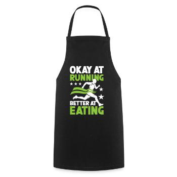 Okay At Running Better At Eating - Kochschürze - Schwarz - Vorne - AI Model Male 185 dark (185cm)