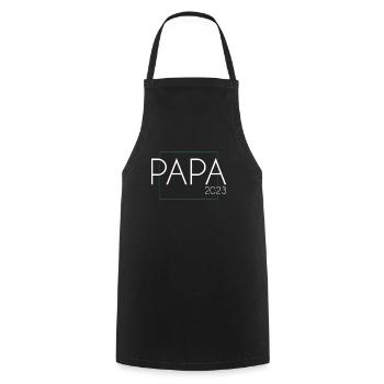 Papa 2023 - Kochschürze - Schwarz - Vorne - AI Model Male 185 dark (185cm)