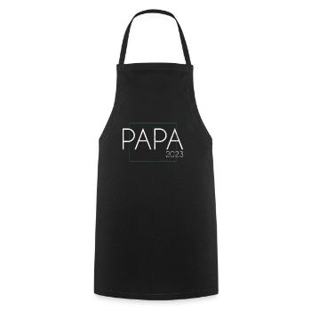 Papa 2023 - Kochschürze - Schwarz - Vorne - AI Model Male 185 dark (185cm)