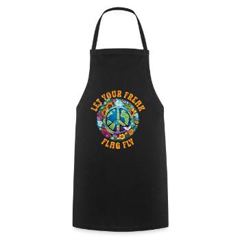 Hippie Peace Sign Peace Flowers Flower Child - Tablier de cuisine - noir - Devant - AI Model Male 185 dark (185cm)