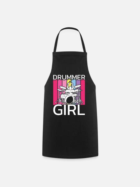 Drums Schlagzeuger Musiker Girl, Frauen Drummer - Kochschürze - Schwarz