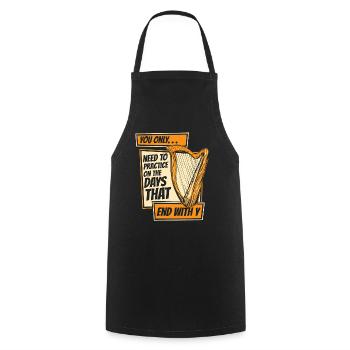 Need To Practice On Days That End With Y Harp - Cooking Apron - black - Front - AI Model Male 185 dark (185cm)