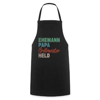 Ehemann Papa Grillmeister Held Vaterschaft - Kochschürze - Schwarz - Vorne - AI Model Male 185 dark (185cm)