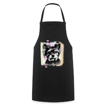 Yorkshire Terrier - Cooking Apron - black - Front - AI Model Male 185 dark (185cm)