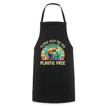 Protection de l’environnement des tortues marines - Tablier de cuisine - noir - Devant - AI Model Male 185 dark (185cm)