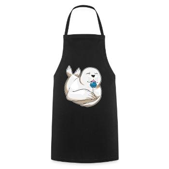 Sucette de phoque - Tablier de cuisine - noir - Devant - AI Model Male 185 dark (185cm)