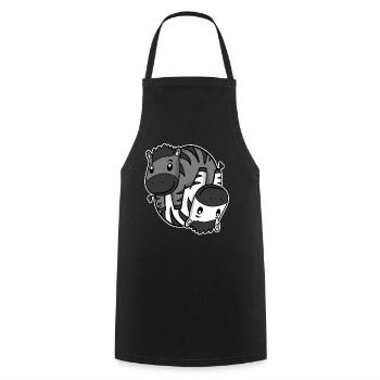 Zebra Yin Yang Symbol - Cooking Apron - black - Front - AI Model Male 185 dark (185cm)