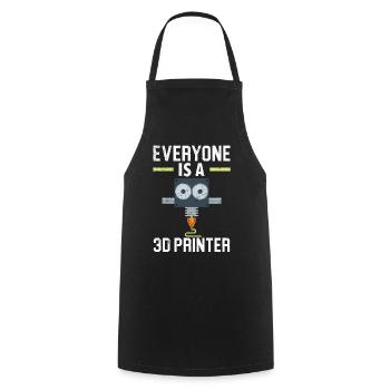 Everyone is a 3D printer, machinist, CNC programmer - Cooking Apron - black - Front - AI Model Male 185 dark (185cm)