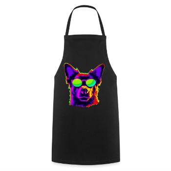 Stylish four-legged friend with sunglasses - Cooking Apron - black - Front - AI Model Male 185 dark (185cm)