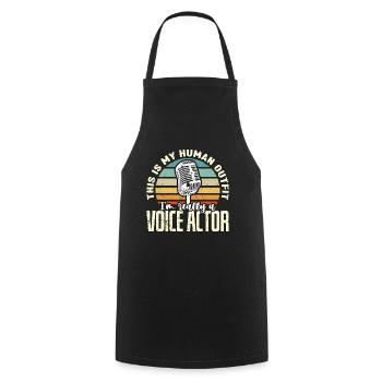 Voice Actor This Is My Human Outfit Retro Acting - Cooking Apron - black - Front - AI Model Male 185 dark (185cm)