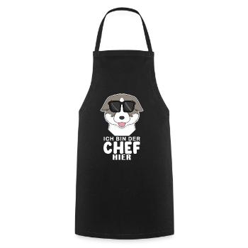 Cooler Hund Thai Bangkaew Chef Spruch - Kochschürze - Schwarz - Vorne - AI Model Male 185 dark (185cm)