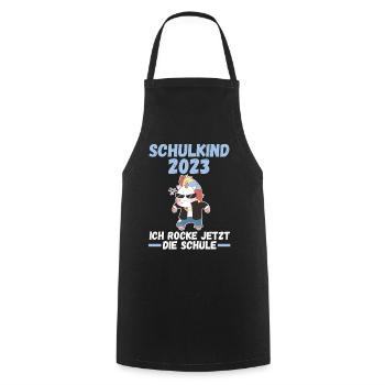 Schulkind 2023 Schulbeginn Einhorn Einschulung - Kochschürze - Schwarz - Vorne - AI Model Male 185 dark (185cm)