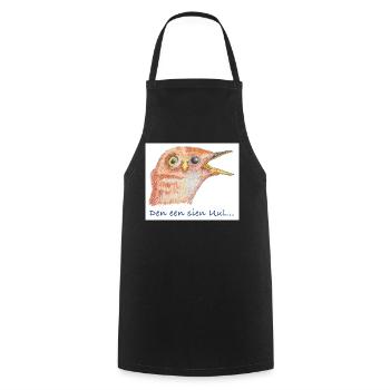 PlattSnack – Den een sien Uul... - Kochschürze - Schwarz - Vorne - AI Model Male 185 dark (185cm)