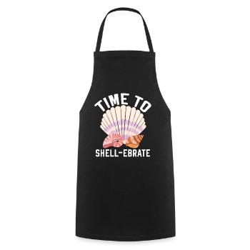 Time to collect shells Shell collecting Beachcombin - Cooking Apron - black - Front - AI Model Male 185 dark (185cm)