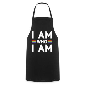 Mois de la fierté - Je suis qui je suis - LGBTQ+ - Tablier de cuisine - noir - Devant - AI Model Male 185 dark (185cm)