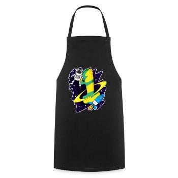 1 year old - Enrollment - Astronaut motif - Cooking Apron - black - Front - AI Model Male 185 dark (185cm)