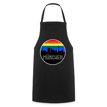 München Skyline Regenbogen - Kochschürze - Schwarz - Vorne - AI Model Male 185 dark (185cm)