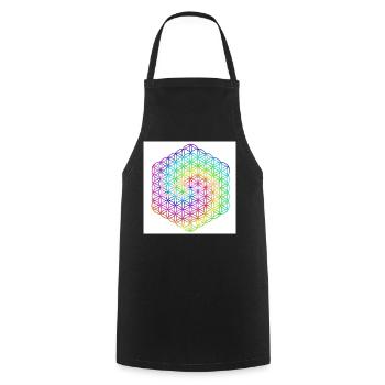 Flower of Life - 5th Dimension - Mandala - love - Cooking Apron - black - Front - AI Model Male 185 dark (185cm)