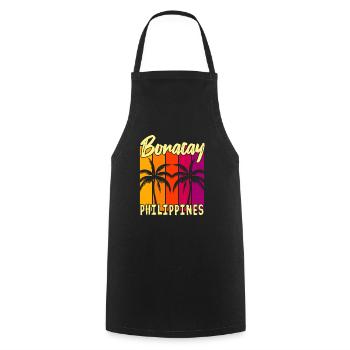 Coucher de soleil Boracay Philippines - Tablier de cuisine - noir - Devant - AI Model Male 185 dark (185cm)