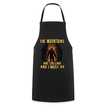 The Mountains Are Calling and I Must Go - Cooking Apron - black - Front - AI Model Male 185 dark (185cm)