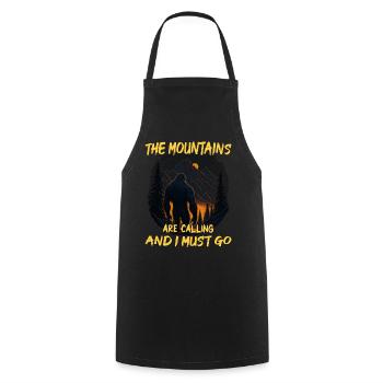 The Mountains Are Calling and I Must Go - Bigfoot - Cooking Apron - black - Front - AI Model Male 185 dark (185cm)