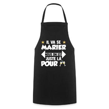 Humour EVG Cadeau Futur Marié Garçon Mariage Team - Tablier de cuisine - noir - Devant - AI Model Male 185 dark (185cm)