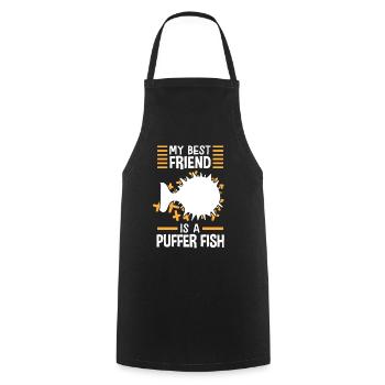 Puffer fish is my friend Giant puffer fish - Cooking Apron - black - Front - AI Model Male 185 dark (185cm)