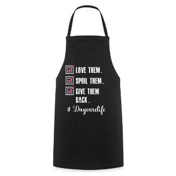 Fournisseur de services de garde Love Enseignante en garderie - Tablier de cuisine - noir - Devant - AI Model Male 185 dark (185cm)