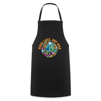 Hippie Peace Zeichen Frieden Blumen Blumenkind - Kochschürze - Schwarz - Vorne - AI Model Male 185 dark (185cm)