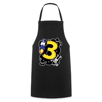3 Birthday Boy Astronaut - Trois ans - Tablier de cuisine - noir - Devant - AI Model Male 185 dark (185cm)