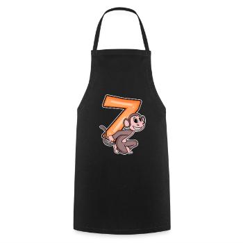 7 birthday 7 years old with animal motif - seven - Cooking Apron - black - Front - AI Model Male 185 dark (185cm)