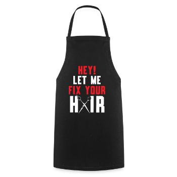Hey, let me fix your hair hairstyle barber - Cooking Apron - black - Front - AI Model Male 185 dark (185cm)