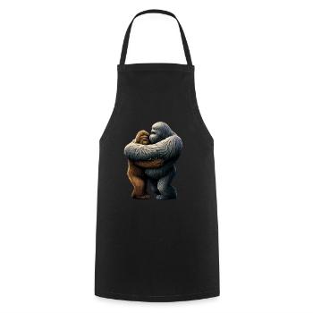 Yeti embrasse Bigfoot - Tablier de cuisine - noir - Devant - AI Model Male 185 dark (185cm)