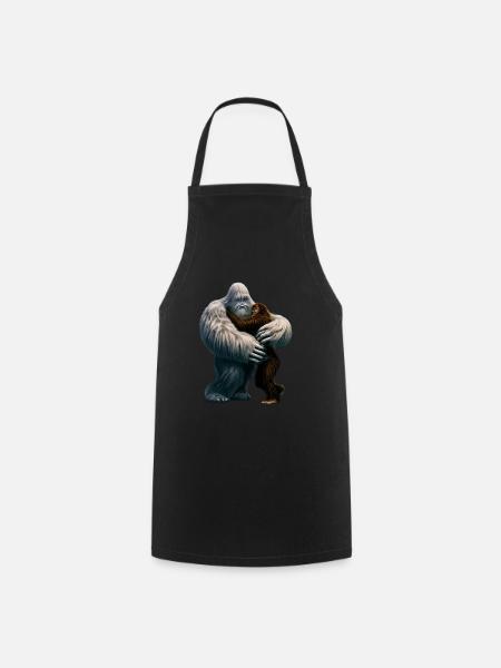 Yeti umarmt Bigfoot - Kochschürze - Schwarz