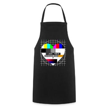 90er Jahre TV Testbild Herz Liebe I Love 90s Party - Kochschürze - Schwarz - Vorne - AI Model Male 185 dark (185cm)