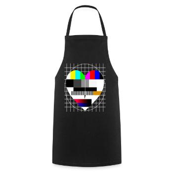 Test Image Coeur I Love 90s Party Love 80s - Tablier de cuisine - noir - Devant - AI Model Male 185 dark (185cm)
