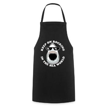 Shark with sunglasses - Cooking Apron - black - Front - AI Model Male 185 dark (185cm)