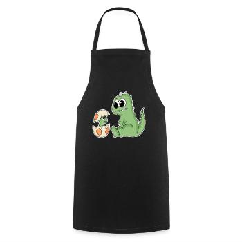 Dinosaure avec bébé dinosaure - Dino - Tablier de cuisine - noir - Devant - AI Model Male 185 dark (185cm)