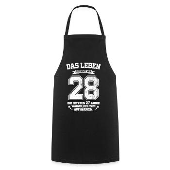 28. Geburtstag Geschenk Das Leben Beginnt Mit 28 - Kochschürze - Schwarz - Vorne - AI Model Male 185 dark (185cm)