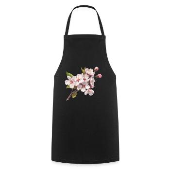 Pastel cherry blossoms - Cooking Apron - black - Front - AI Model Male 185 dark (185cm)